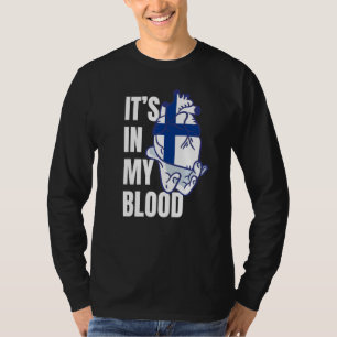 Finnish Flag Heart Blood Veins Hand Finland T-Shirt