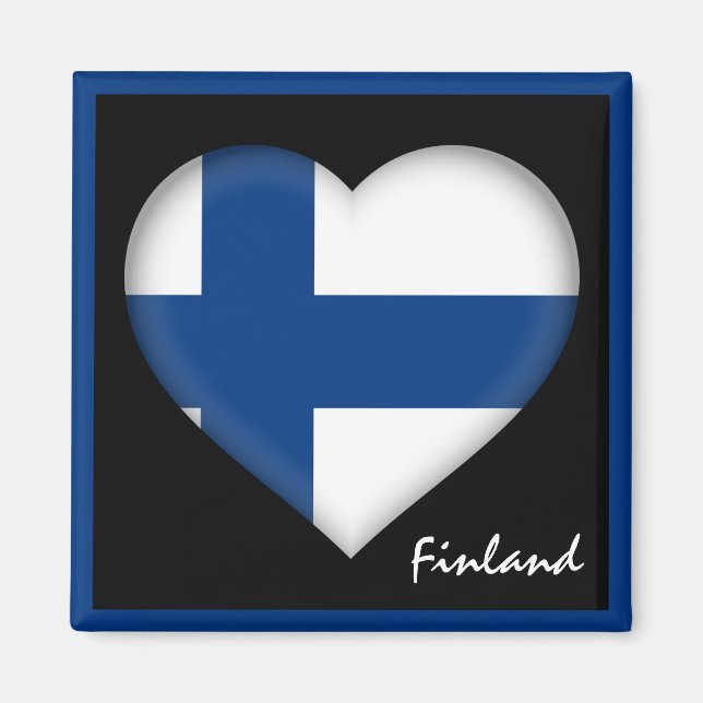 Finnish flag & Heart, Finland holiday /sports Magnet (Front)