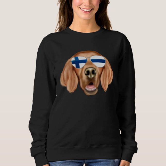Finnish Flag Irish Setter Dog Finland Pocket Sweatshirt (Front)