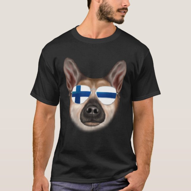 Finnish Flag Norwegian Buhund Dog Finland Pocket T-Shirt (Front)