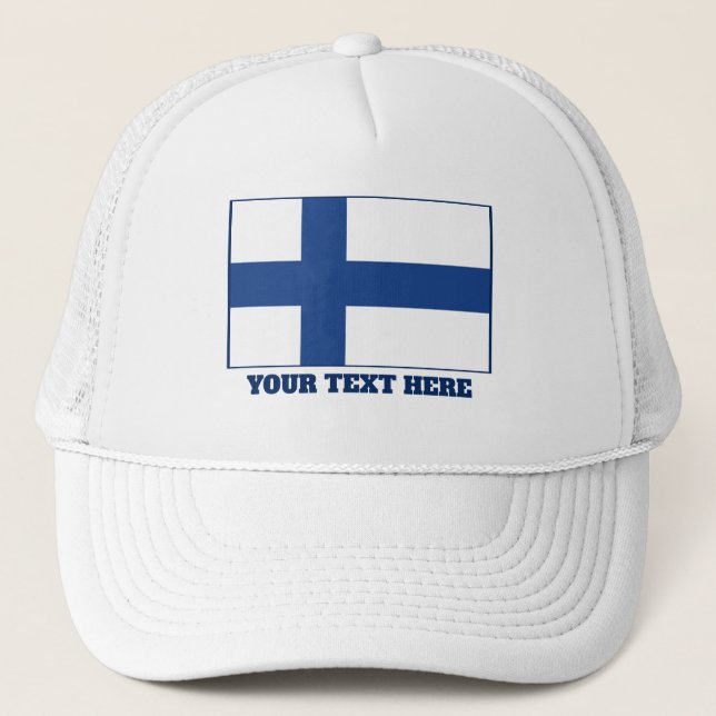 Finnish flag of Finland custom trucker hats (Front)
