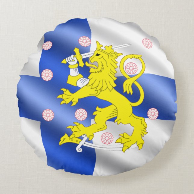 Finnish flag round cushion (Front)