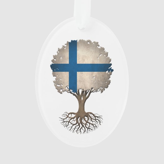 Finnish Flag Tree of Life Customisable Ornament (Back)