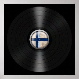 Finnish Flag Vinyl Record Album Graphic Poster