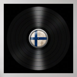 Finnish Flag Vinyl Record Album Graphic Poster