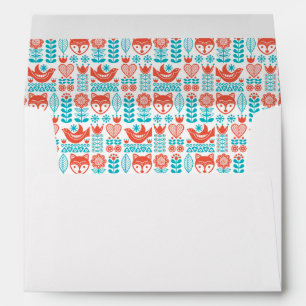 Finnish Fox & Bird Folk Art Pattern Envelope