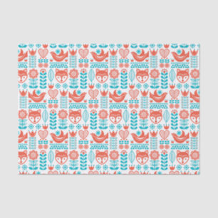 Finnish Fox & Bird Folk Art Pattern Tissue Paper