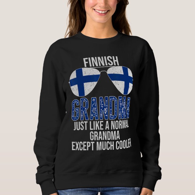Finnish Grandma Finland Flag Sunglasses Mother's D Sweatshirt (Front)