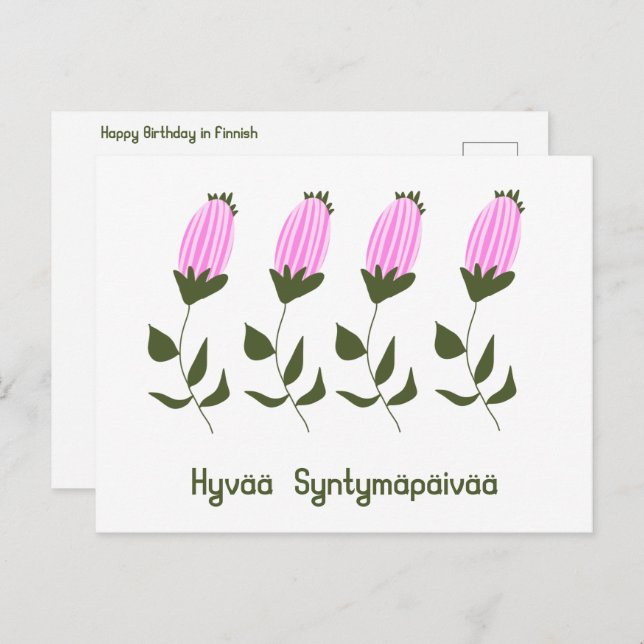 Finnish Happy Birthday Postcard (Front/Back)