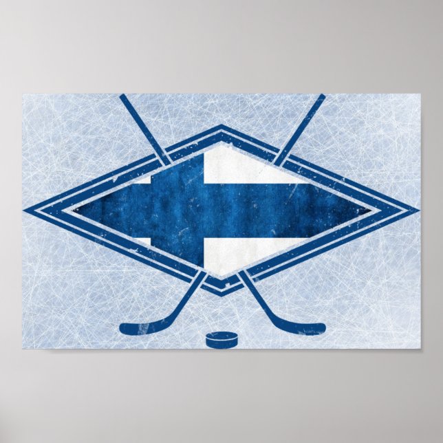 Finnish Hockey Flag Logo Suomi Poster (Front)