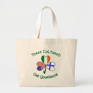 Finnish Irish American Shamrock Personalised Large Tote Bag
