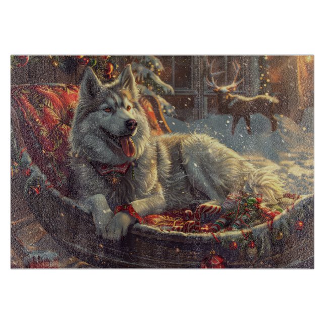 Finnish Laphund Dog Christmas Festive Cutting Board (Front)