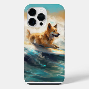 Finnish Lapphund Beach Surfing Painting iPhone 14 Pro Max Case