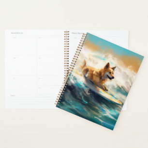 Finnish Lapphund Beach Surfing Painting Planner
