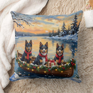 Finnish Lapphund Christmas Boat Holiday Cushion
