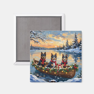 Finnish Lapphund Christmas Boat Holiday Magnet