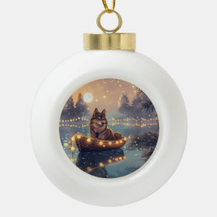 Finnish Lapphund Christmas Festive Voyage Ceramic Ball Christmas Ornament