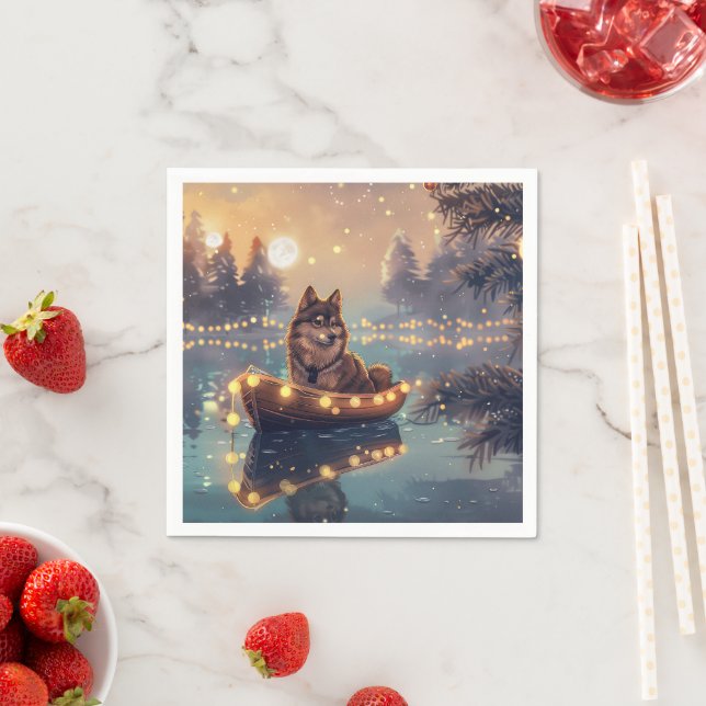 Finnish Lapphund Christmas Festive Voyage Napkin (Insitu)