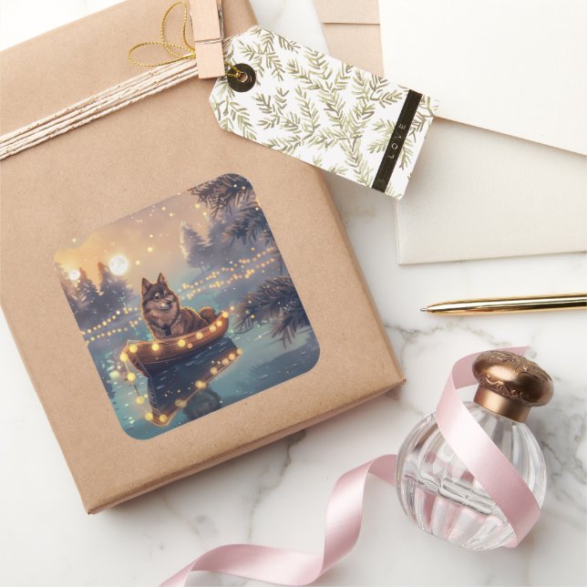 Finnish Lapphund Christmas Festive Voyage Square Sticker (Gifting)