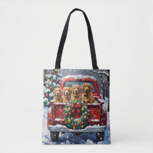 Finnish Lapphund Christmas Red Truck Holiday Tote Bag