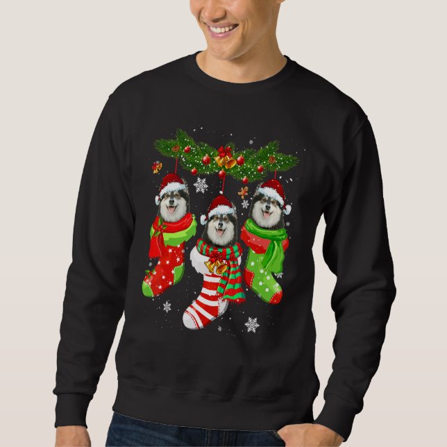 Finnish Lapphund Christmas Socks Tree Light Xmas S Sweatshirt (Front)