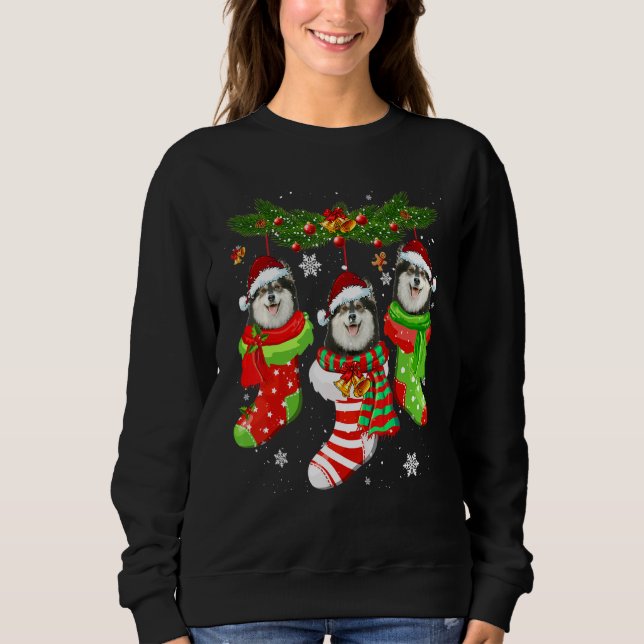 Finnish Lapphund Christmas Socks Tree Light Xmas S Sweatshirt (Front)