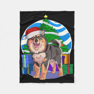 Finnish Lapphund Cute Santa Christmas Tree Decor  Fleece Blanket