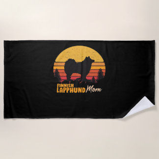 Finnish Lapphund Dog Mom Vintage Retro Classic T-S Beach Towel