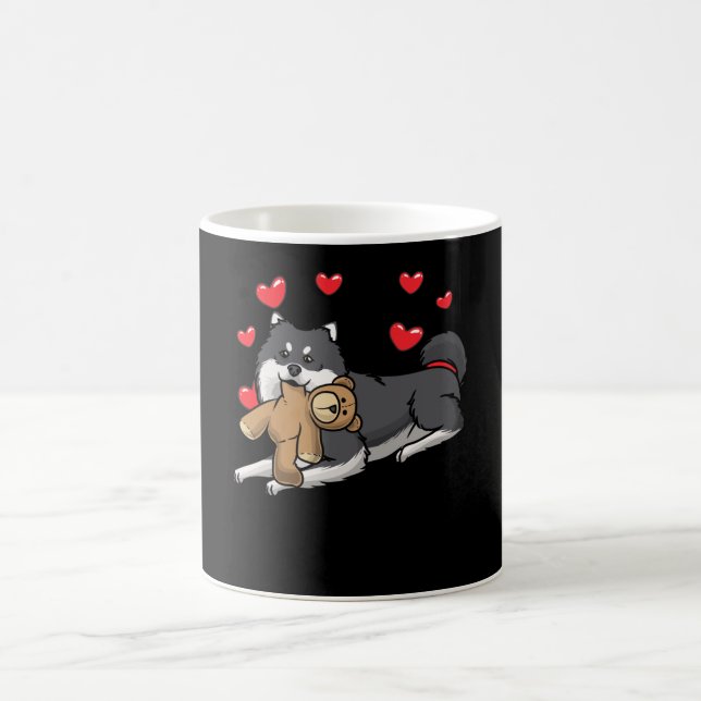 Finnish Lapphund Dog With Stuffed Animal Coffee Mug (Center)