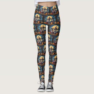 Finnish Lapphund Dogs Pumpkin Halloween Funny Leggings