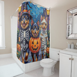 Finnish Lapphund Dogs Trick-or-Treating Halloween Shower Curtain