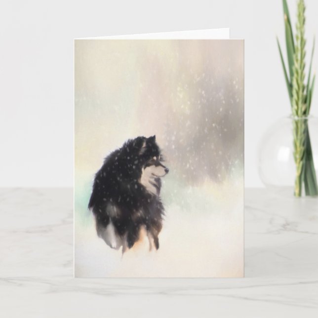 Finnish Lapphund Greeting or Christmas Card (Front)