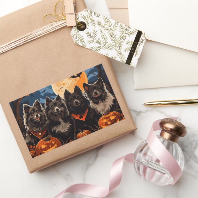 Finnish Lapphund Halloween Spooky Rectangular Sticker (Gifting)