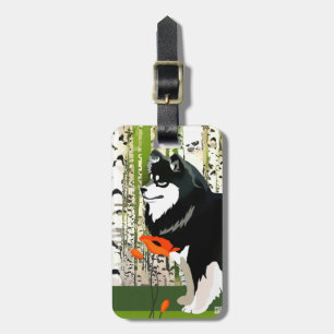 FINNISH LAPPHUND in poppies - luggage tag