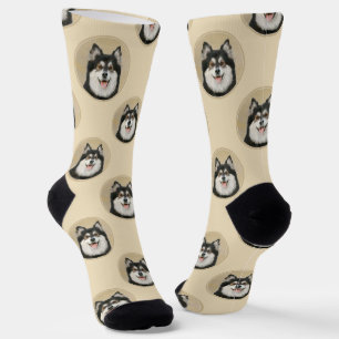 Finnish Lapphund Painting Black and Tan Dog Art Socks
