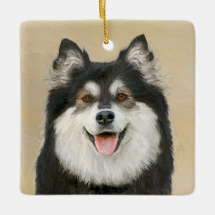 Finnish Lapphund Painting - Cute Original Dog Art Ceramic Ornament