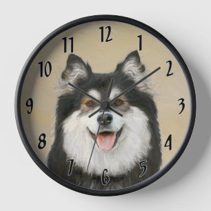 Finnish Lapphund Painting - Cute Original Dog Art Clock