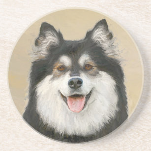 Finnish Lapphund Painting - Cute Original Dog Art Coaster