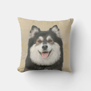 Finnish Lapphund Painting - Cute Original Dog Art Cushion