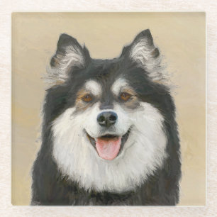 Finnish Lapphund Painting - Cute Original Dog Art Glass Coaster