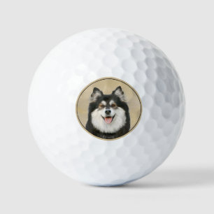 Finnish Lapphund Painting - Cute Original Dog Art Golf Balls