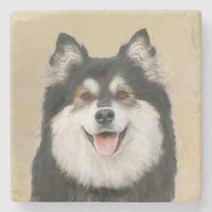 Finnish Lapphund Painting - Cute Original Dog Art Stone Coaster
