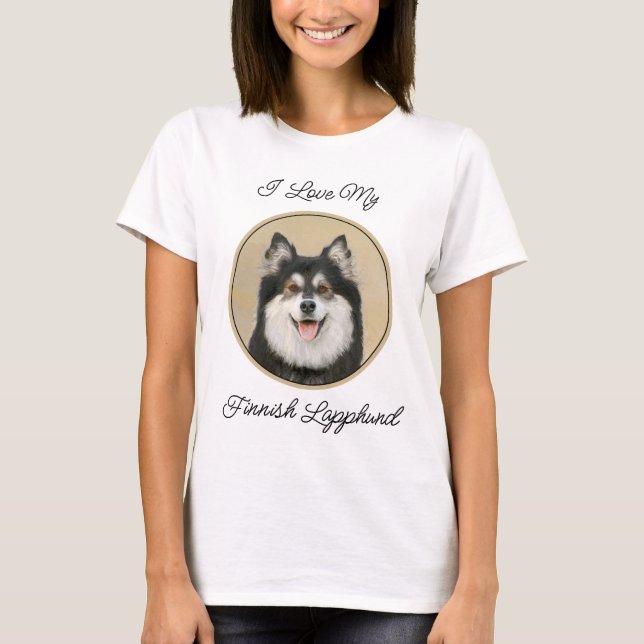 Finnish Lapphund Painting - Cute Original Dog Art T-Shirt (Front)