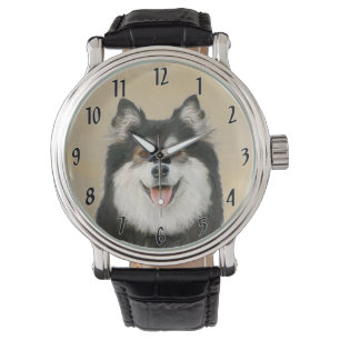 Finnish Lapphund Painting - Cute Original Dog Art Watch