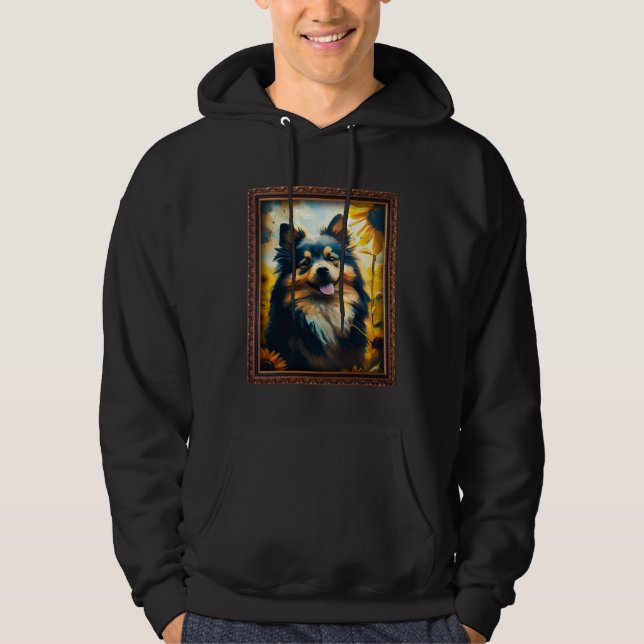 Finnish Lapphund Painting Sunflower Flower Mom Wom Hoodie (Front)