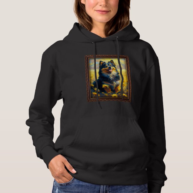 Finnish Lapphund Painting Sunflower Flower Mom Wom Hoodie (Front)