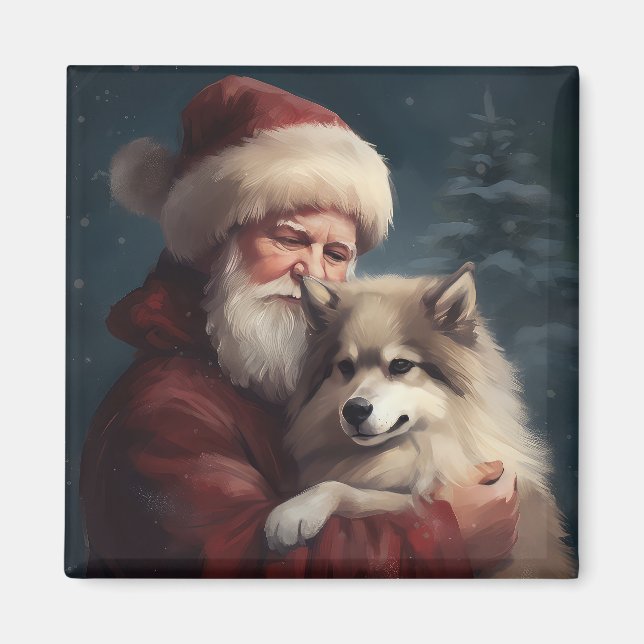 Finnish Lapphund Santa Claus Festive Christmas Magnet (Front)