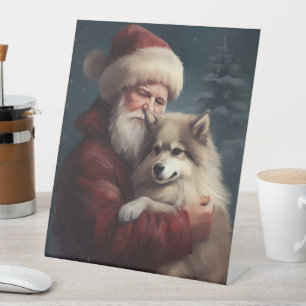 Finnish Lapphund Santa Claus Festive Christmas Pedestal Sign