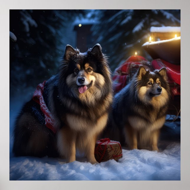 Finnish Lapphund Snowy Sleigh Christmas Decor  (Front)
