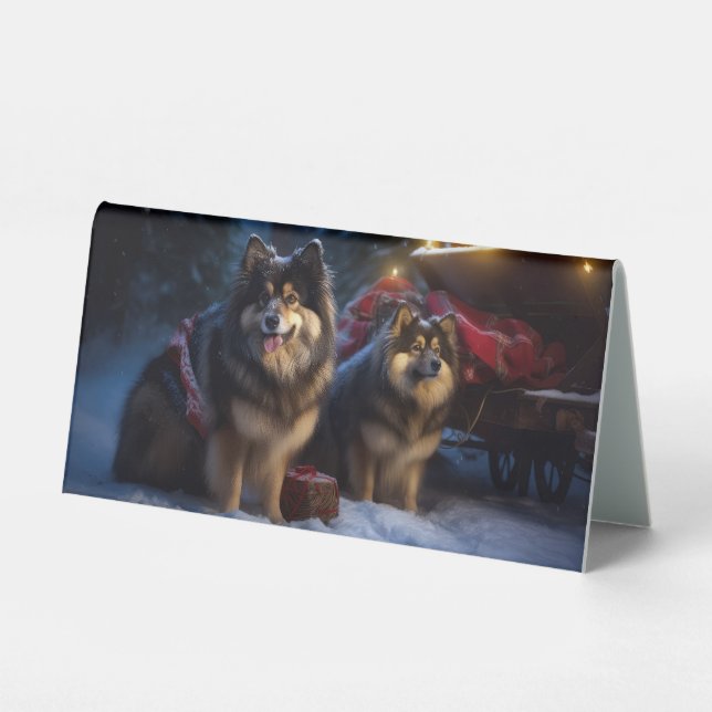 Finnish Lapphund Snowy Sleigh Christmas Decor  (Front)